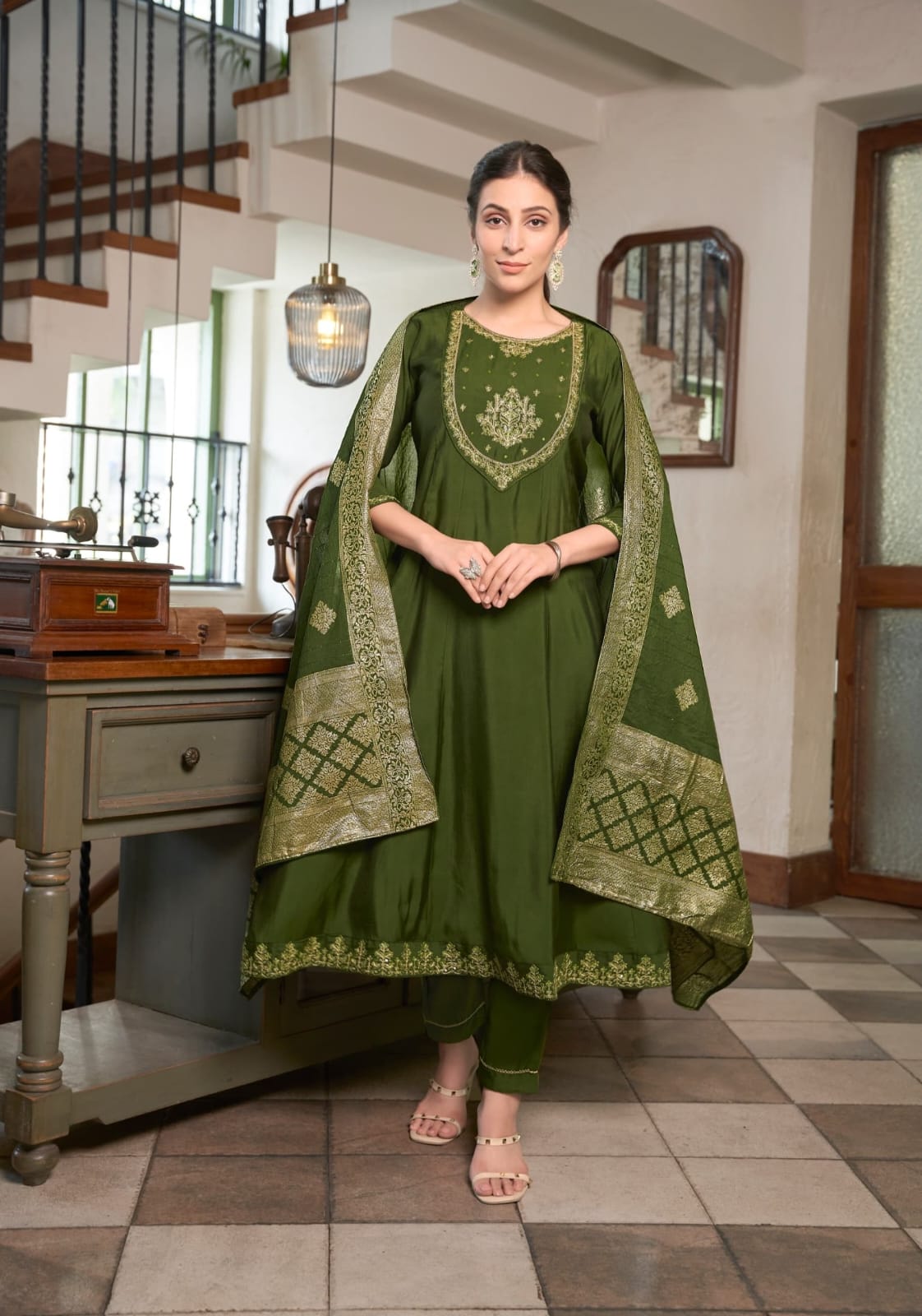 Sargam By Ossm Anarkali Kurti With Bottom Dupatta Orders In India